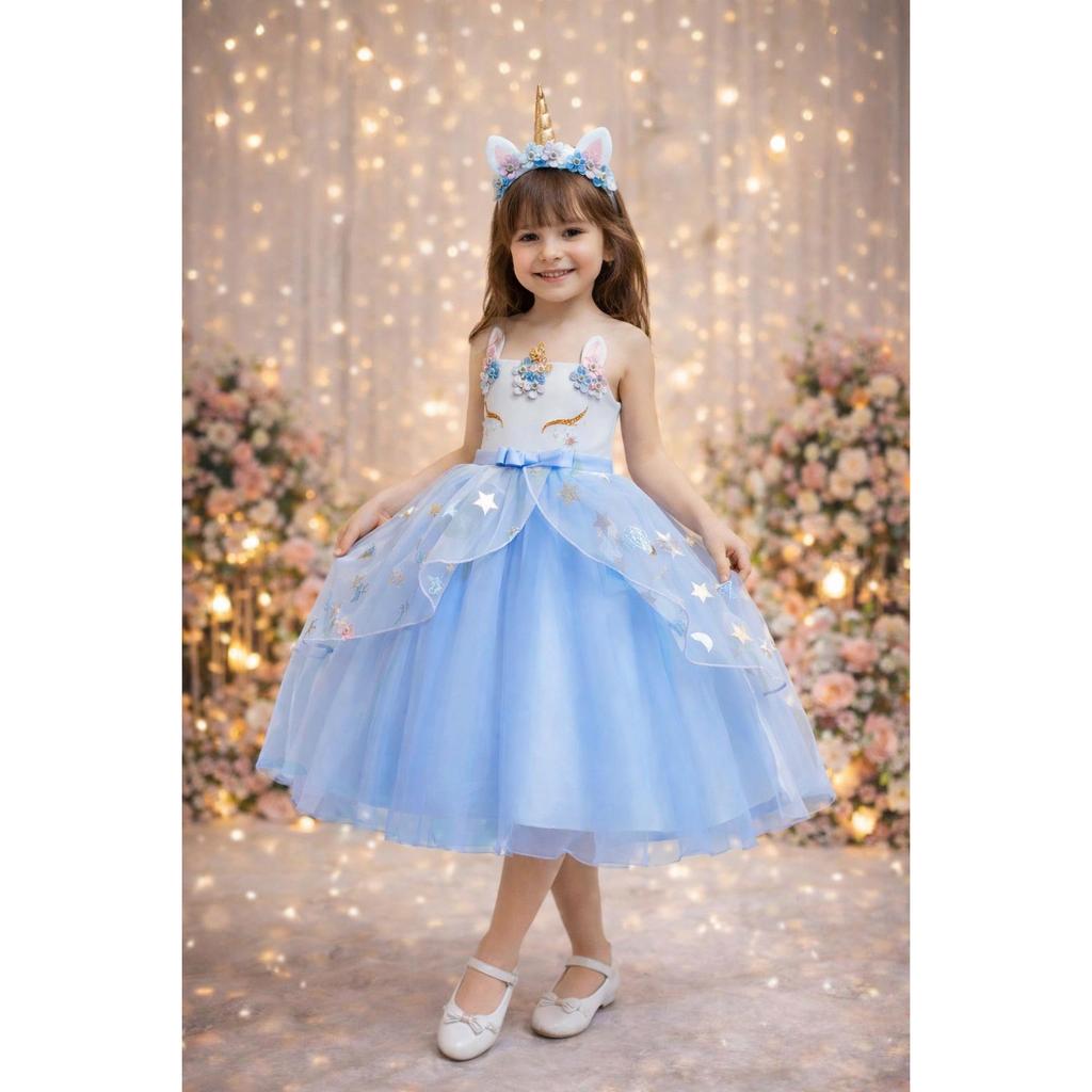 (MAT) GAUN DRESS ANAK UNICORN KUDA PONI MEWAH