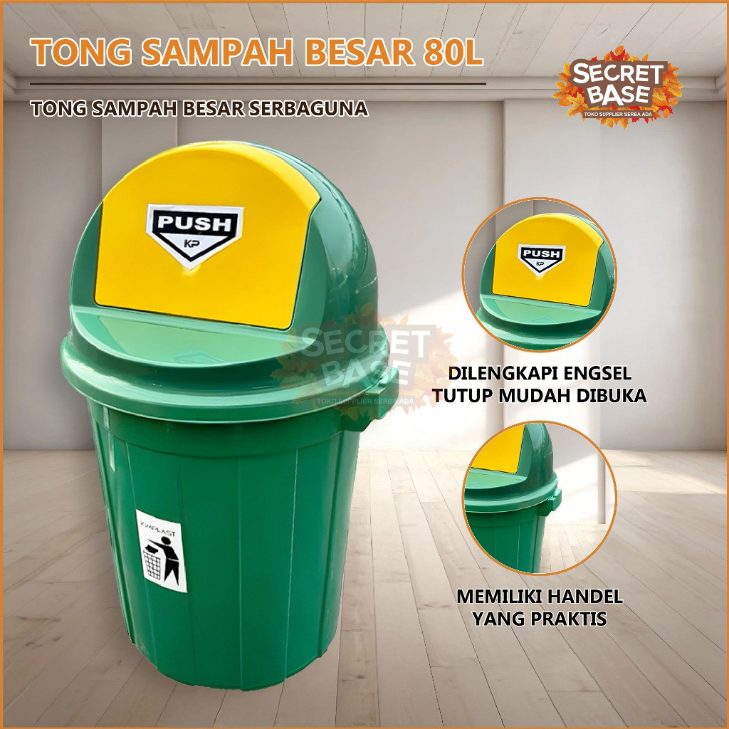 TONG SAMPAH BESAR 80L Tempat Sampah Besar Luar Rumah / Kotak Sampah / Bak Sampah