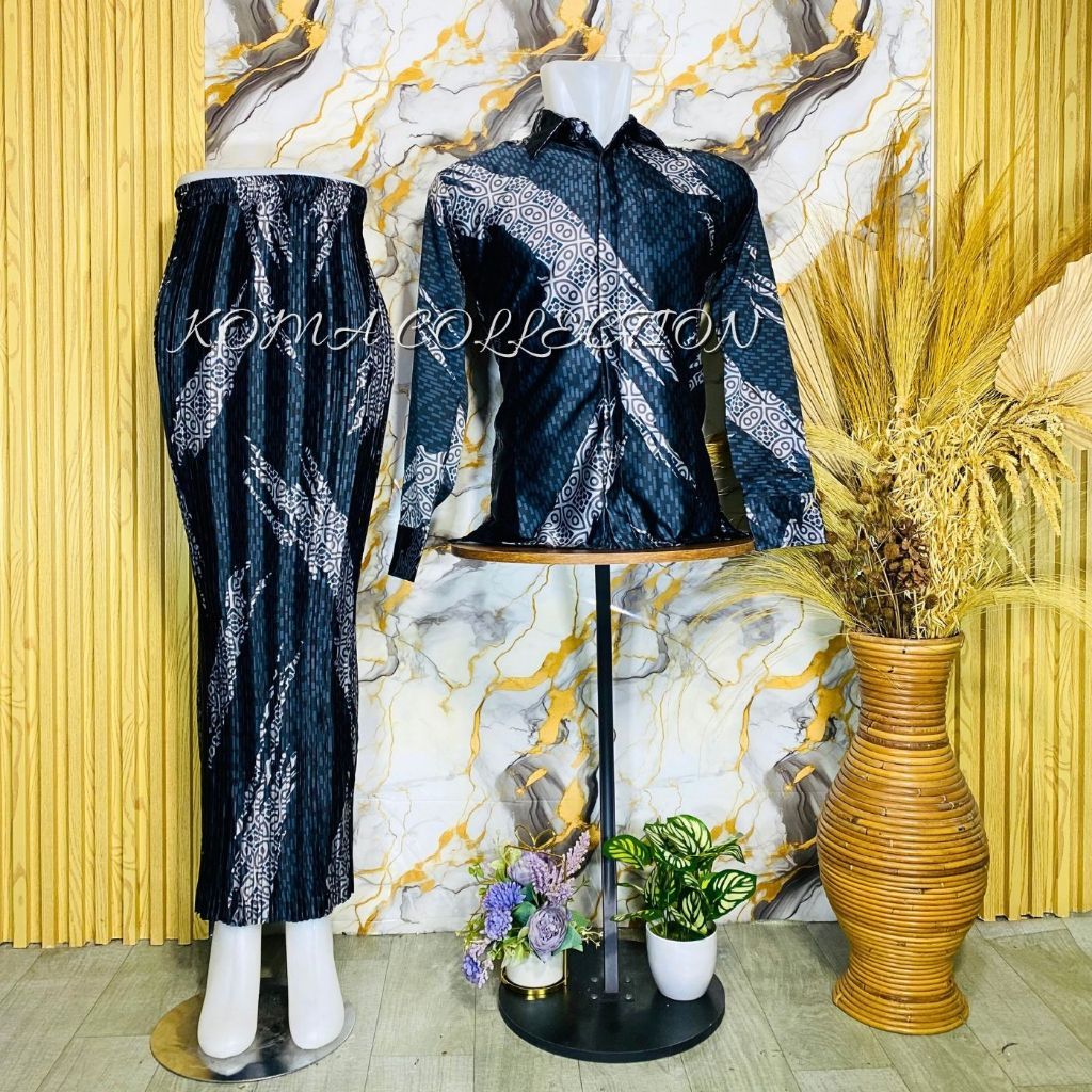 Murah COD _Baju Couple Kemeja Batik pria dan Rok Lilit Motif CAKRA TARO / Couple kemeja Lengan panja