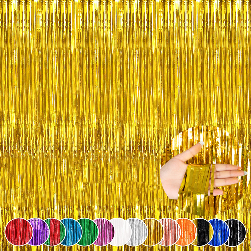 2M Foil Fringe Backdrop Curta Party Decoration for Birthday Baelorette Party Engagement Bridal Showe