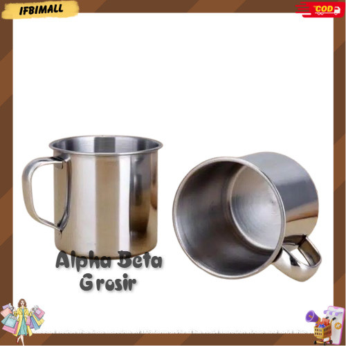 MUG GELAS KOPI MURAH / MUG GELAS KOPI STAINLESS / CANGKIR KOPI STAINLESS IBM