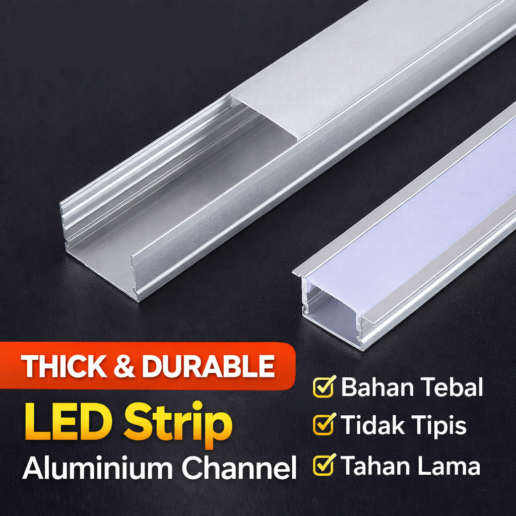 Cover Aluminium LED Strip 1M 3M Housing Lampu LED Strip Profil Aluminium untuk 5050/2835 Tape Light