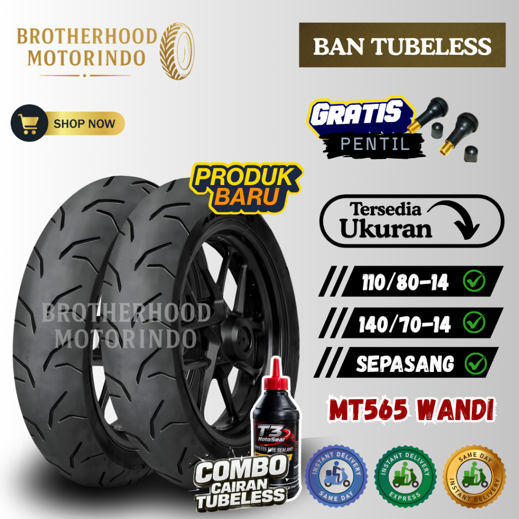 (TMO sparepart) (PAKET SEPASANG) BAN ASCENDO MT565 RING 14 TUBLES ( 110/80-14 / 140/70-14 ) BAN RING