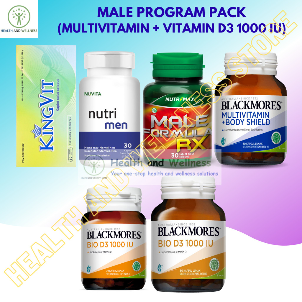Male Program Pack Multivitamin dan Blackmores Bio D3 1000 IU Pria Laki-Laki