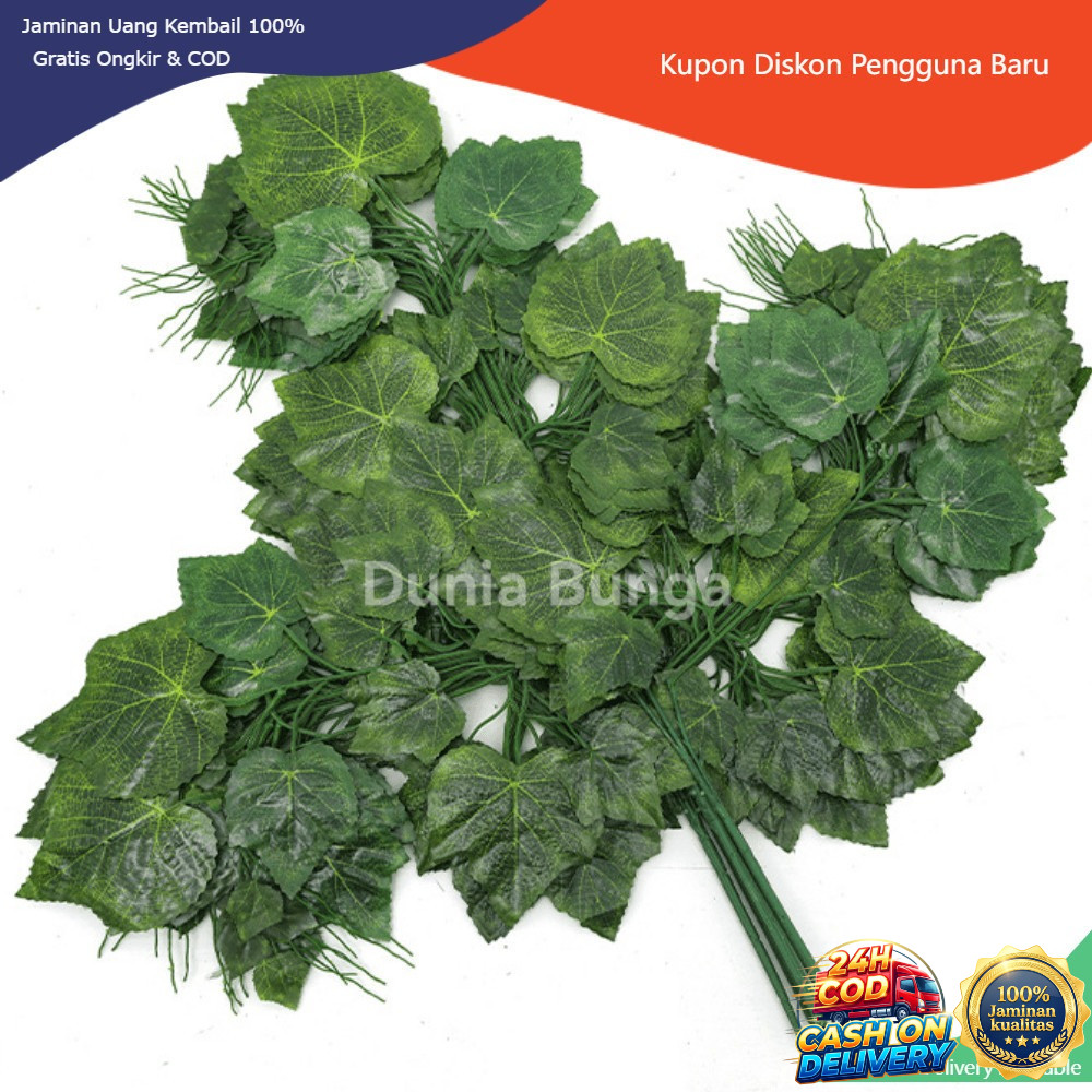 1 LUSIN Daun Anggur Artificial  Daun Maple Daun Plastik Dekorasi Pelaminan Dekorasi Ruangan