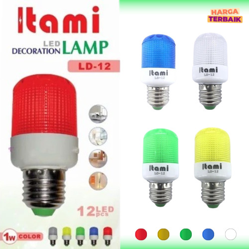 BOLA LED DEKORATIF LD-12 ITAMI - LAMPU DEKORASI LED 1 WATT MERAH/KUNING/HIJAU/BIRU/PUTIH ESTETIK