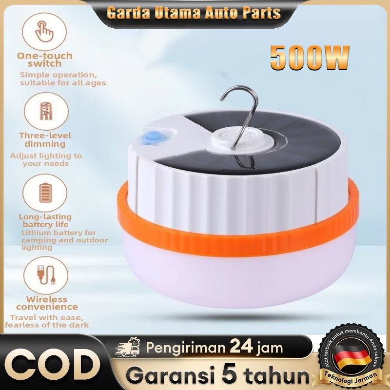 Lampu Emergency LED Gantung Solar Panel Camping Lamp 2 model Tenaga Surya + Cas USB Baterai Lithium 