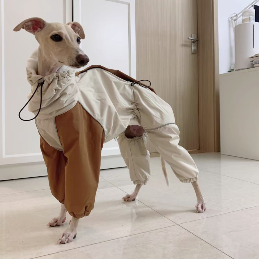 Autumn Winter Thickened Plush 4-legged Khaki Jacket Windproof Waterproof Warm Coat for Italy Greyhou