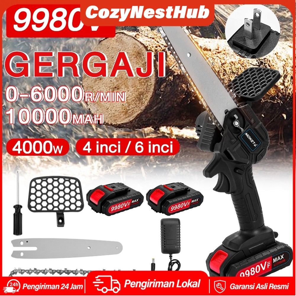 Chainsaw mini 6 Inch Chainsaw Chain Saw Cordless 2 baterai 12 Inch Chainsaw Cordless Chainsaw Gergaj