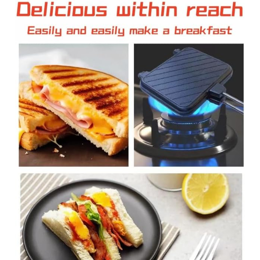 4w1h Sandwich Machine - Portable Non stick Pot, Sandwich Machine, Camping Pie Iron, Double sided Pot