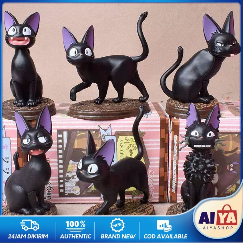 6PCS/SET Studio Ghibli Kiki's Delivery Service JIJI Figure Miniatur Topper Cake