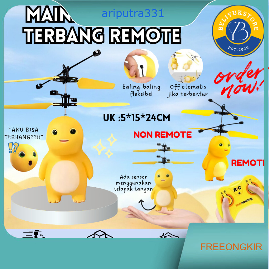 Mainan Nailong Terbang / Flying Nailong Dino Kuning / Mainan Remote Dino Kuning Terbang  / Mainan Re