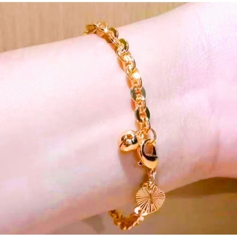 GELANG TANGAN TITANIUM GOLD MOTIF NORI KACA JUMBO GELANG WARNA EMAS GELANG TANGAN WANITA DEWASA