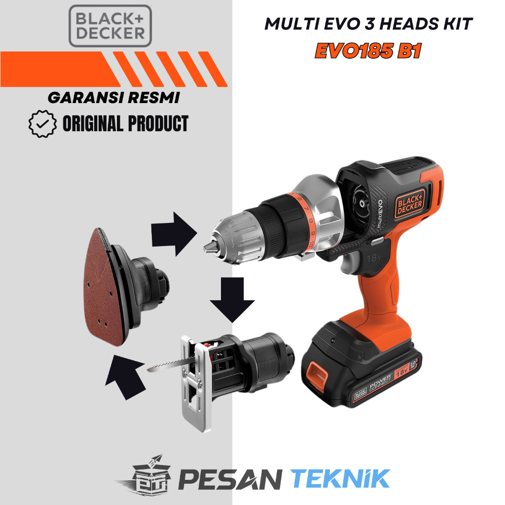 Multi Evo 3 Heads EVO 185 Kit Bor Jigsaw Amplas BLACK DECKER EVO185B1