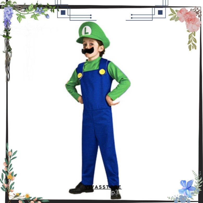 MARIO BROS KOSTUM SUPER MARIO LUIGI COSPLAY ANAK DEWASA MARIO BROS COSTUME