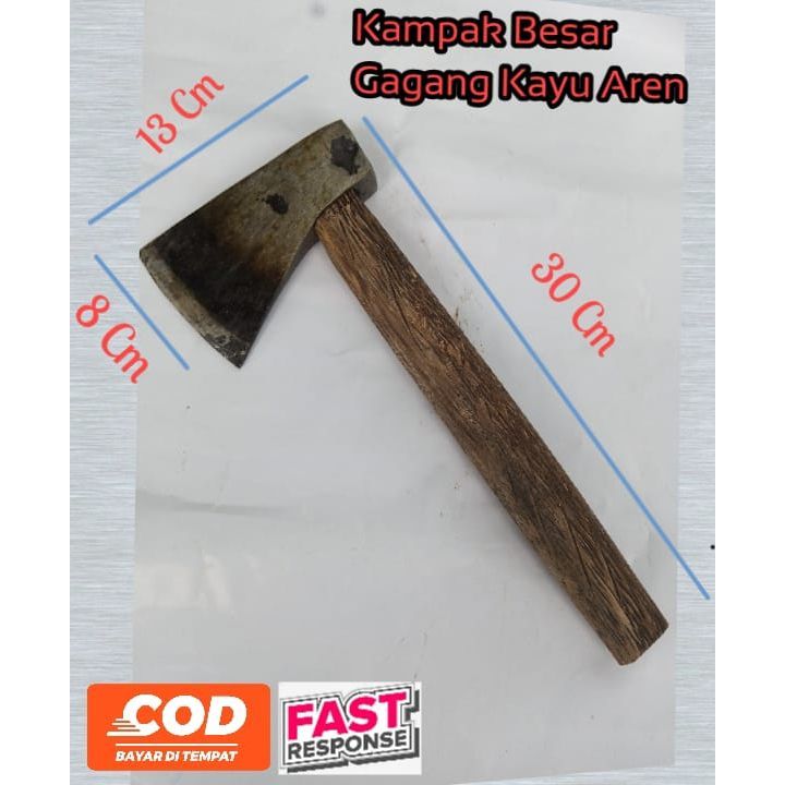 Kampak/ Kapak Baja Besar, Kampak Tukang,Kampak Cacah Daging, Kampak Gagang kayu Kelapa, Kampak Besar