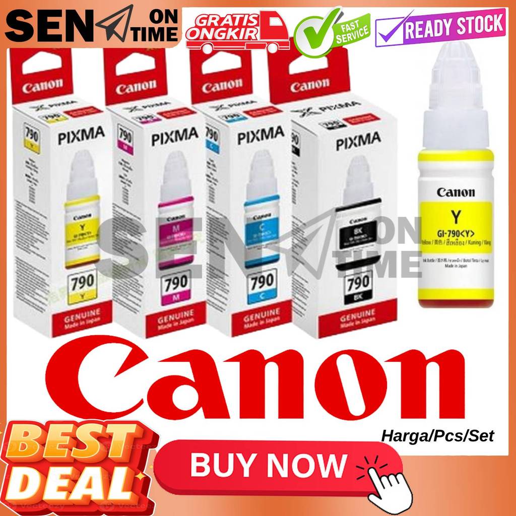 Canon GI-790 Original Ori Tinta Refill Original Infus Gi 790 Black Yellow Magenta Cyan Hitam Kuning 