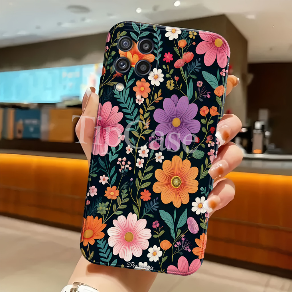 Case Samsung A12 M12 A22 A23 4G 5G Softcase Lentur Protect Camera Motif Bunga Kecil