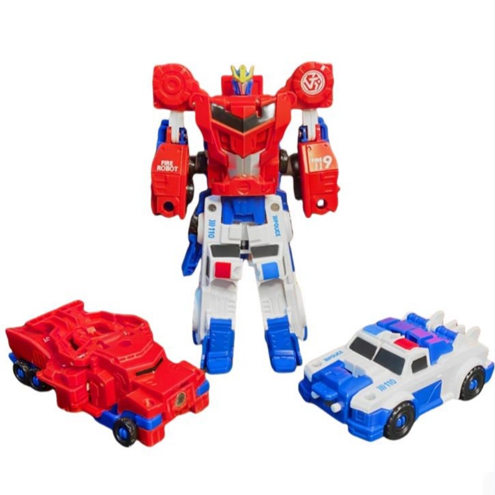 ildren toys Magnetic Combination Morphing Robot Police 1 Car Fire Truck ildren's Educational Toy Foc