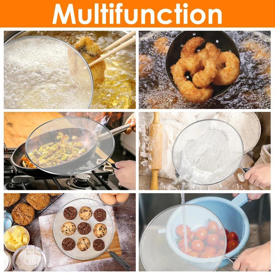 Cooking Frying Stainless Steel Anti Splatter Guard Oil Net Grease Splatter Screen Pan Mesh Guard Scr