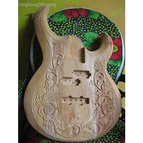 A body gitar ukir kayu mahoni super bahan MENTAHAN TNP KLENGKAPAN fnx001 murah