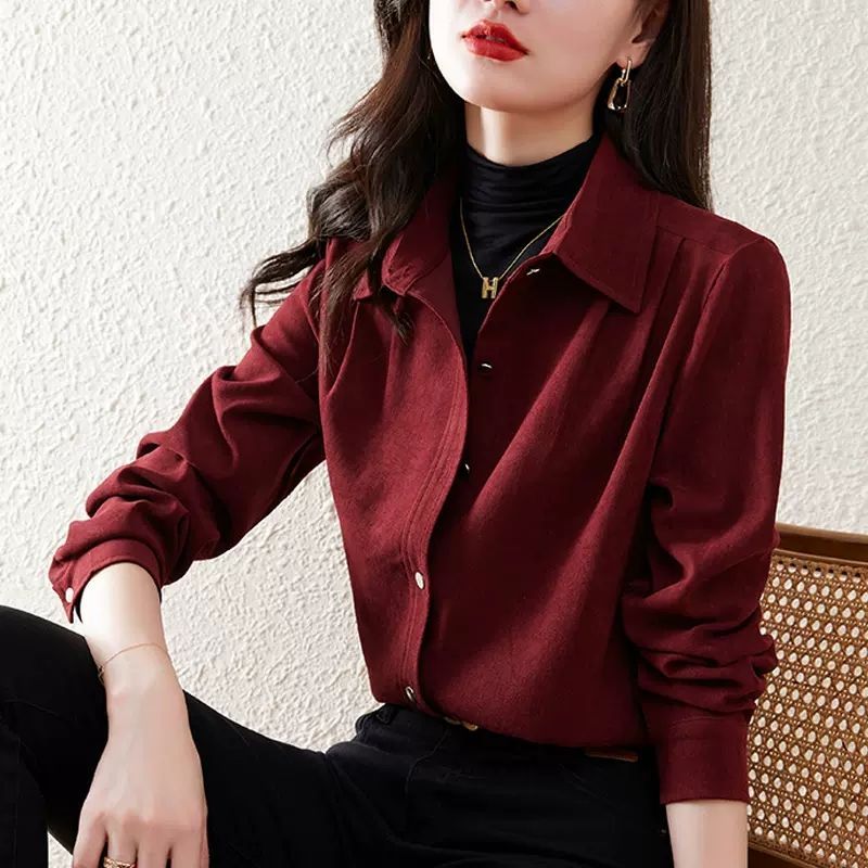 Kemeja bulu wanita, lengan panjang, 2 kemeja lipat, mantel, mantel, mantel, mantel