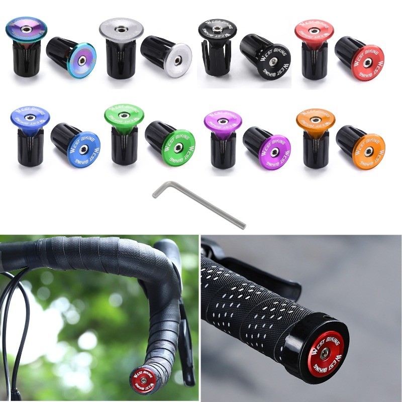 MTB Road Bike Handlebar End Plugs Aluminum Alloy Handle Bar End Cap BMX Bike Grip Multi-color Cover 