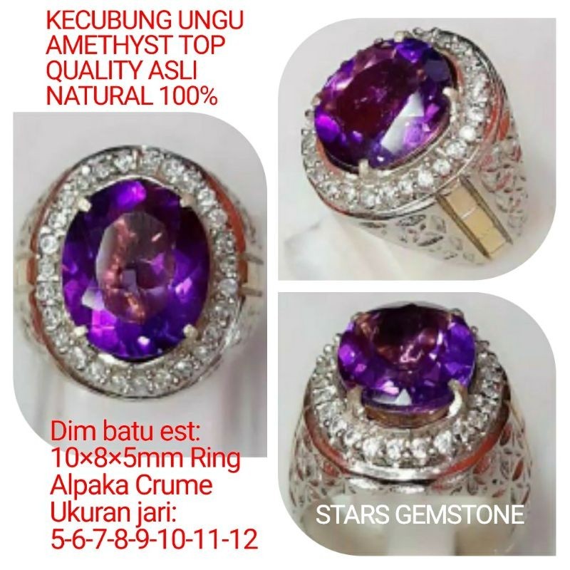 CINCIN BATU PERMATA KECUBUNG TOP QUALITY ASLI NATURAL 100%
