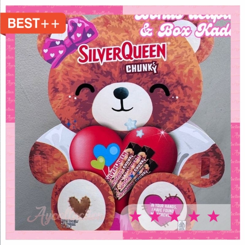 Kado valentine Pasangan Pacar suami Istri / Kado Valentine Silverqueen Bear / Coklat Silverqueen Ber