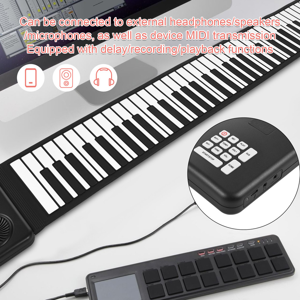 Roll Up Piano 88 Key Portable Silicone Piano Foldable Electronic Keyboard for Beginners Home Practic