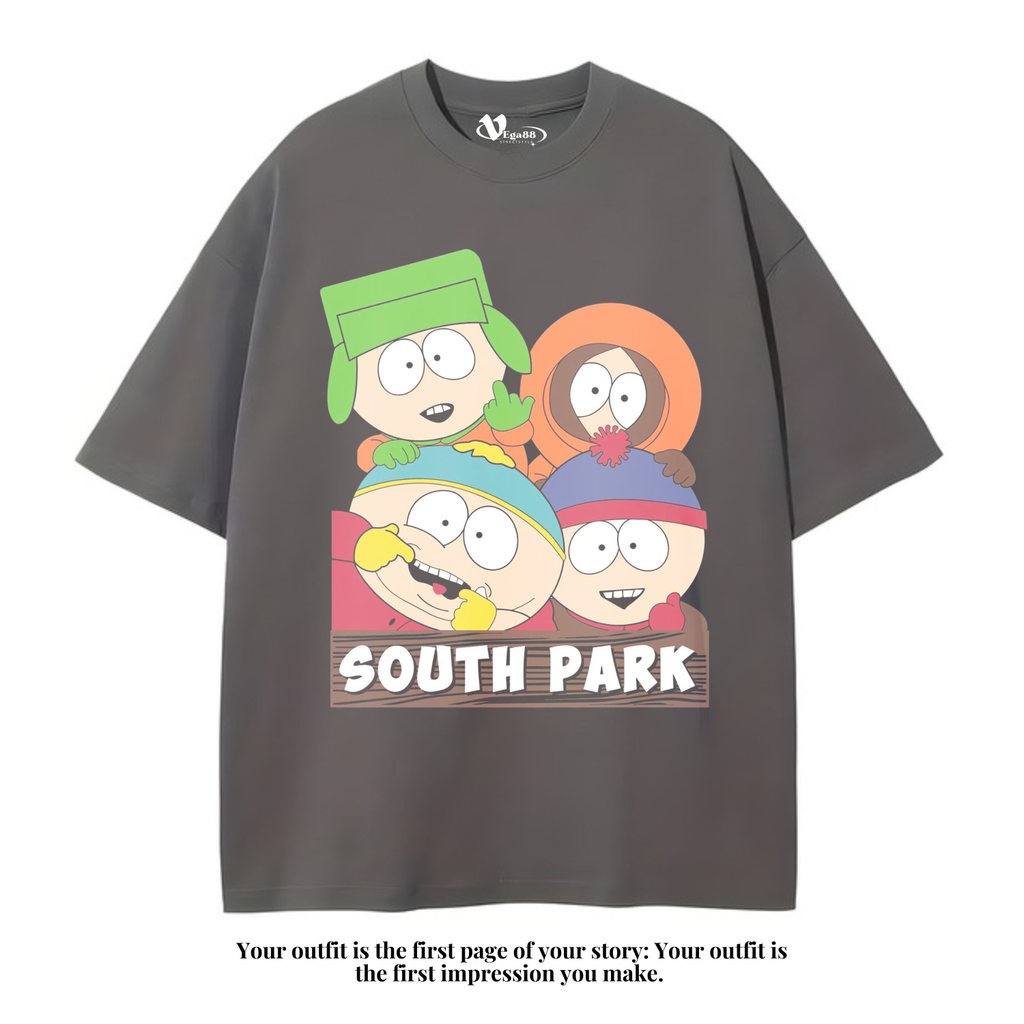 VEGA88 *south park* Kaos oversize | t-shirt oversized | oversize dark grey | vintage tee
