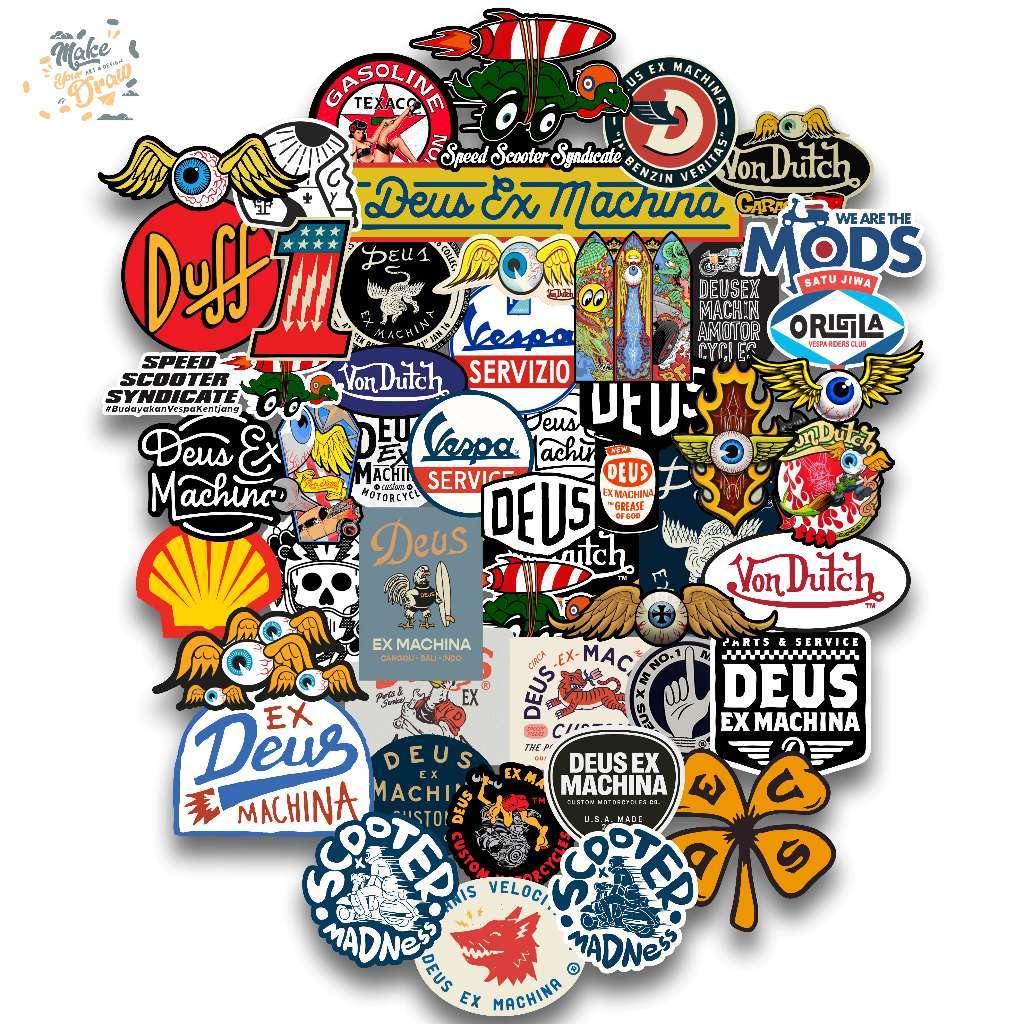 STICKER PACK AESTHETIC BRAND - STIKER DEUS VYNIL ANTI AIR MOTOR LAPTOP HELM VESPA CASE HP JDM MOBIL