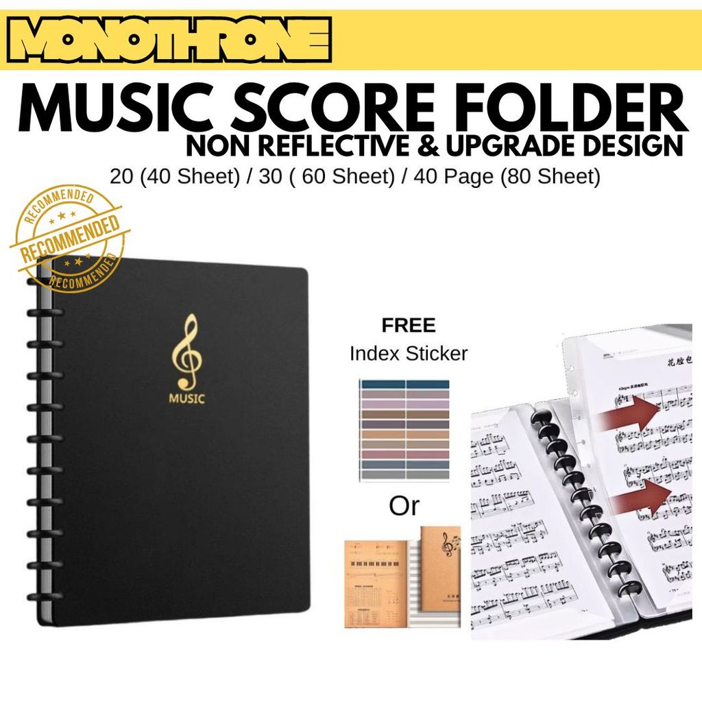 Folder Musik Score Piano Gitar Buku Penyimpanan File Kertas Musik Lagu Partitur Map Folder File Hold