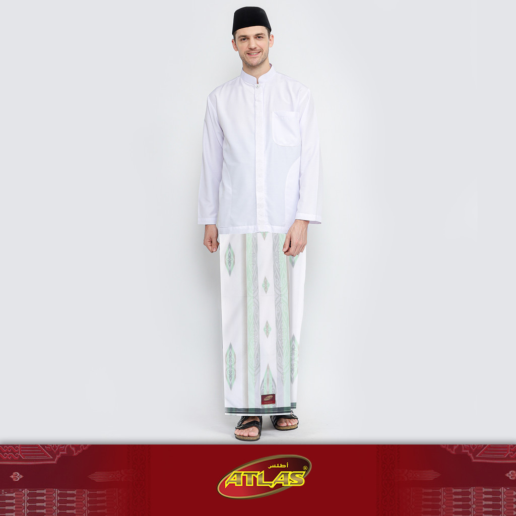 Sarung ATLAS Premium 790 Jacquard Songket A7-MSJ Putih Hijau