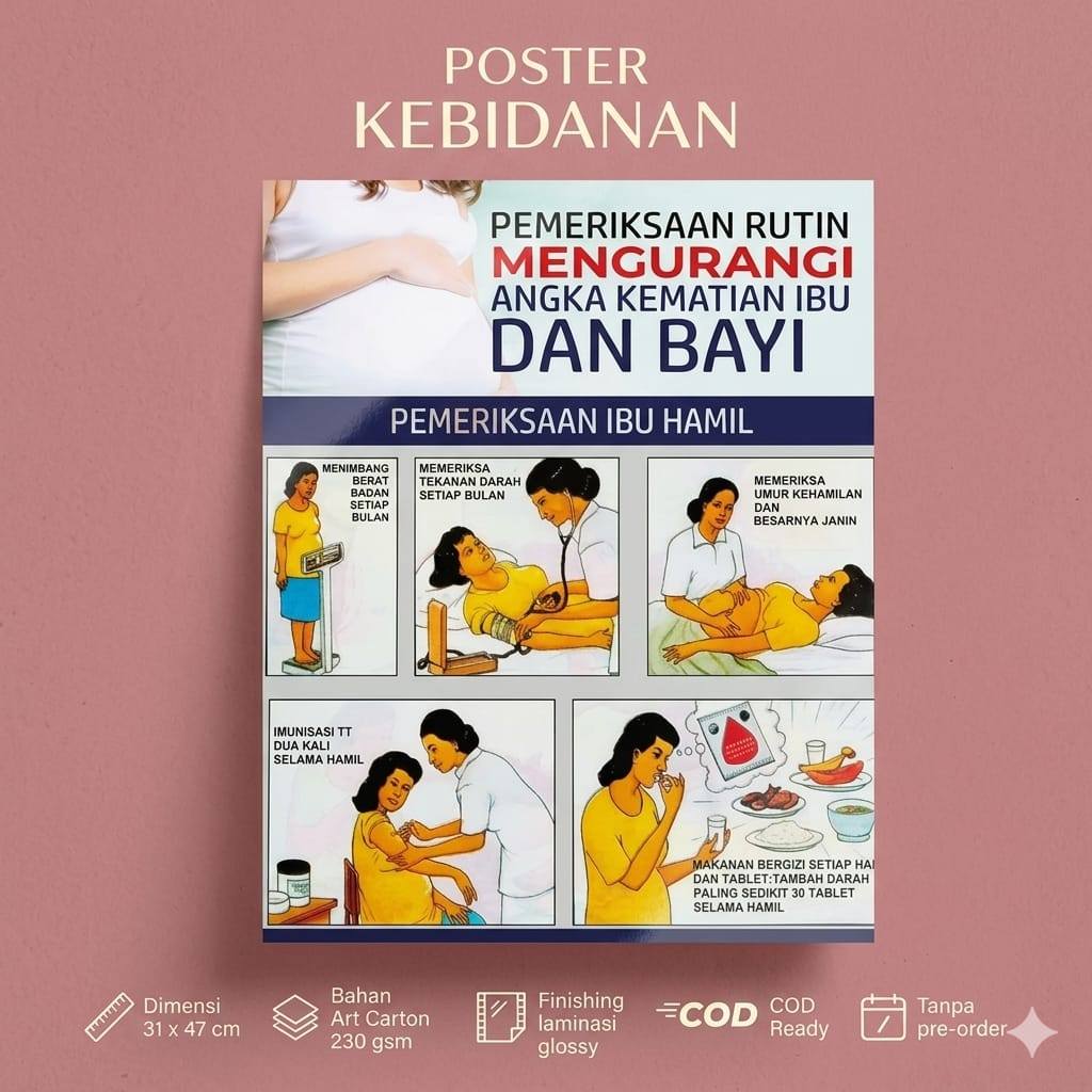 Poster Kebidanan - Poster Pemeriksaan Ibu Hamil - Poster Ibu Dan Anak - Poster kehamilan