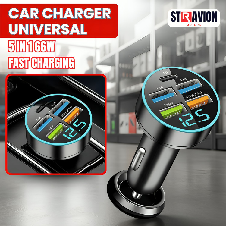 Charger Mobil Fast Charging 4USB 66W Car Charger Adaptor Car Charger Mobil Motor Fast Charging