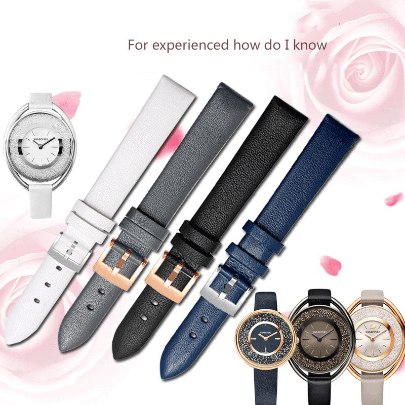 Genuine Leather Cowhide Wat Strap for Swarovski 5158972 Armani Fossil Series Women Wat ain Plain Wat