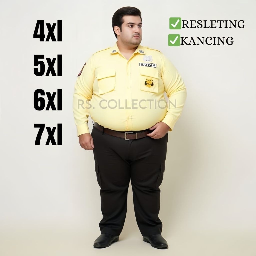 Baju Seragam Security Satpam PDL Cream JUMBO Lengan Panjang American Drill Premium Terbaru