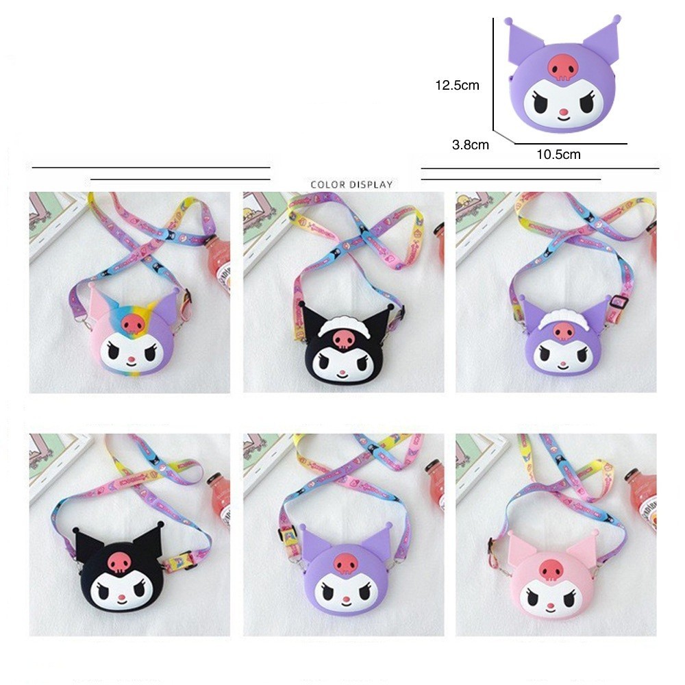 TAS SELEMPANG MINI KUROMI HEAD/ SANRIO/ RUBBER/ RESLETING / / TIKTOK/ IMPOR/ COIN PURSE/ DOMPET KOIN