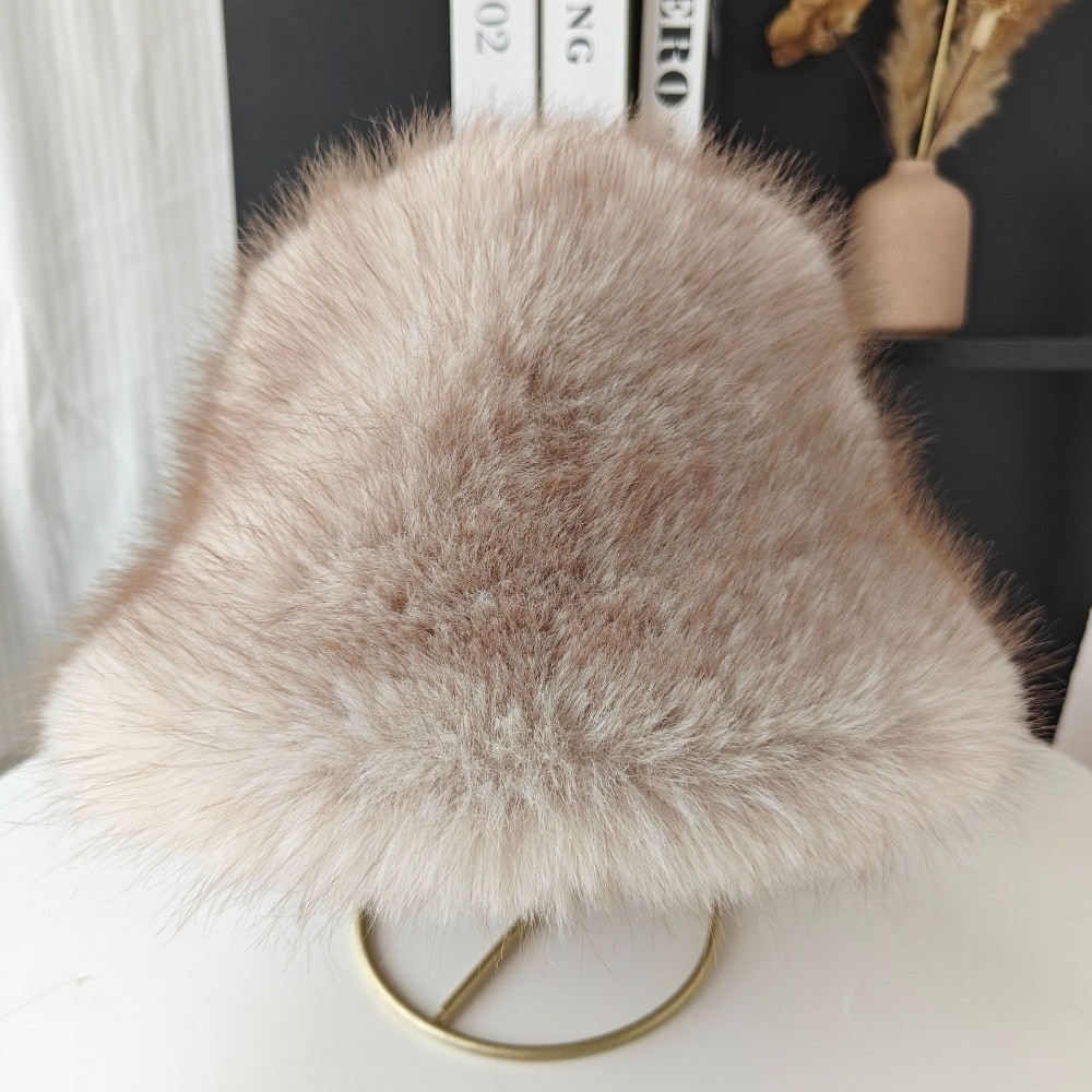 New Warm Fisherman Hat Windproof Fluffy Fur Warm Bucket Hat Coldproof Ear Protection Hat Outdoor Spo
