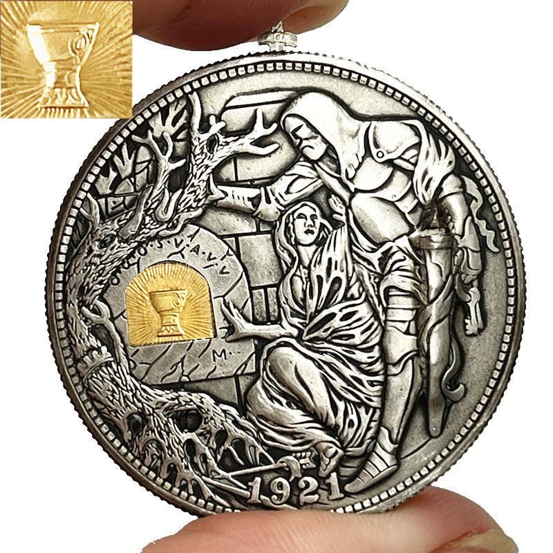 Movable Mechanism Holy Grail Coin Hobo Nickel Morgan Dollar Roman Booteen Wandering Removeable Sword