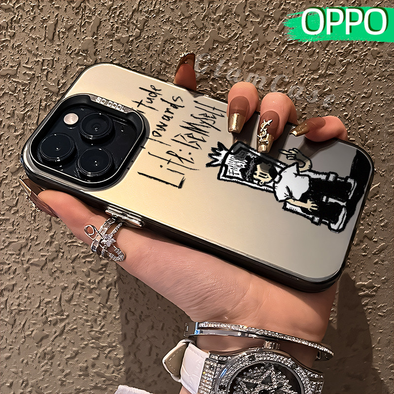 Funny Boy Glossy Hologram PC Case OPPO A18 A57 A16 A15 A17 A60 A3x A3s A5s A54 A53 A12 A31 A58 A1K A