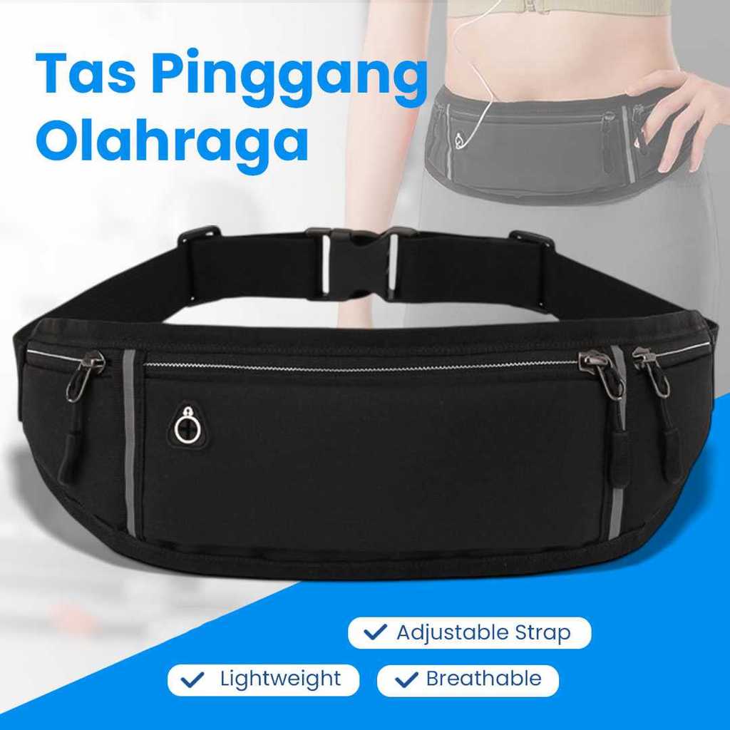 Tas Pinggang Olahraga Lari 3 Kompartemen untuk Smartphone 6.8 Inch