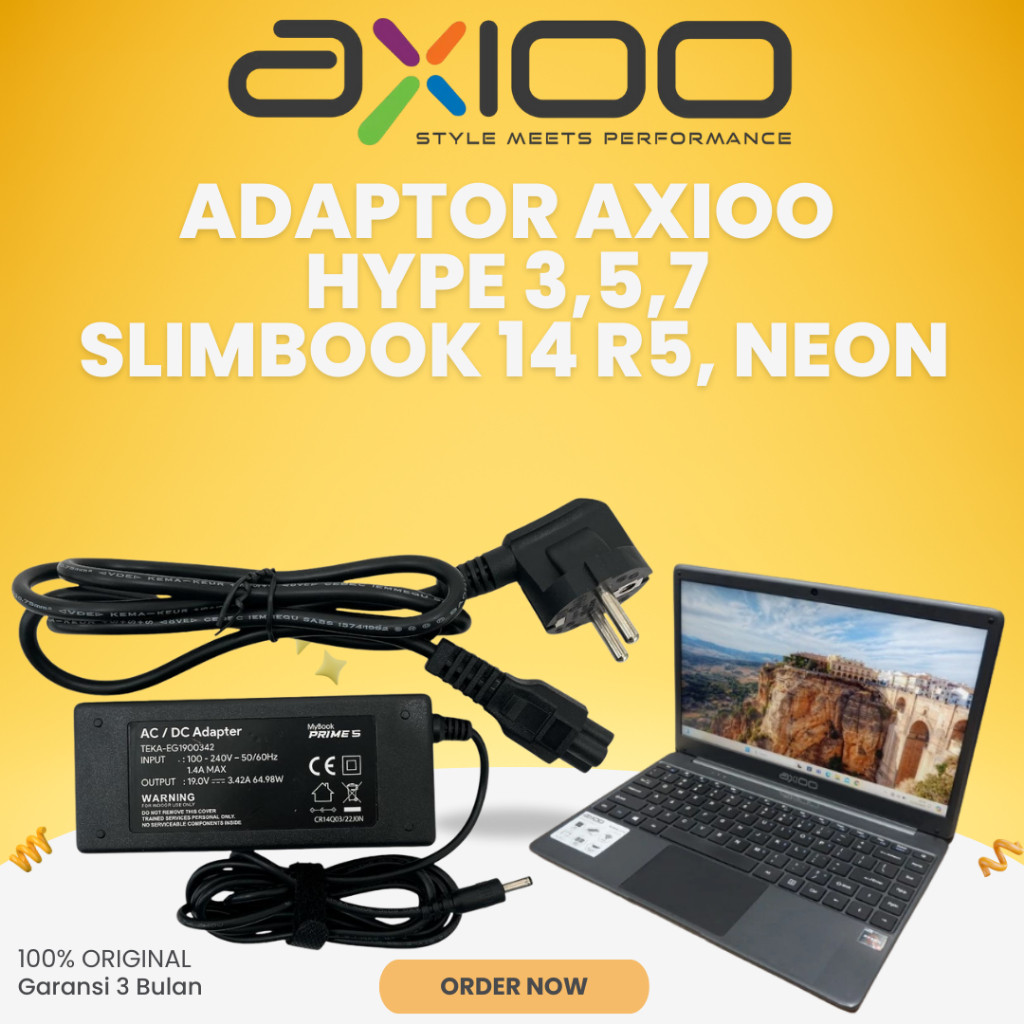 ADAPTOR AXIOO HYPE 3,5,7 | SLIMBOOK 14 R5 | NEON | ORIGINAL GARANSI 3 BULAN MURAH