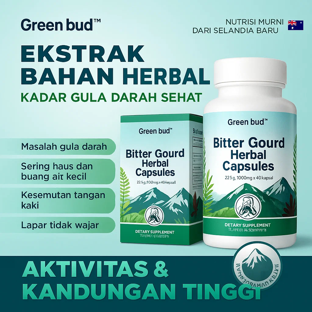 [Efektif & Aman] ASLI Suplemen Kapsul Penurun Gula Darah Alami -Green Bud Bitter Gourd/ Pengontrol D