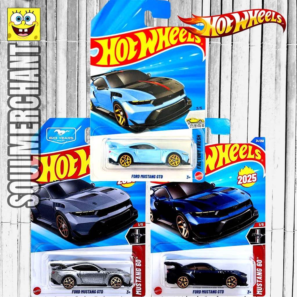 Hot Wheels Ford Mustang GTD Silver Biru 60th Anniversary