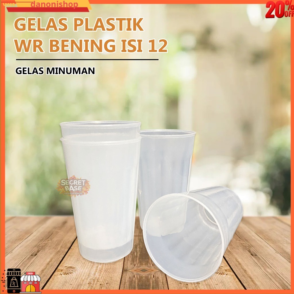 NEW (ISI 12pcs) GELAS BENING PREMIUM - Gelas 1 Lusin Aesthetic / Cangkir Plastik Lusinan DNS