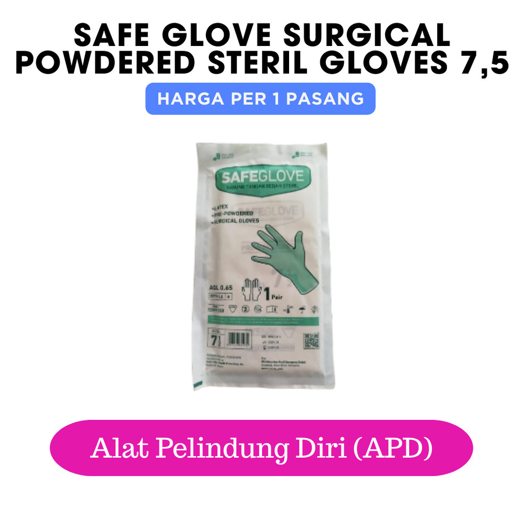 SAFE GLOVE SURGICAL POWDERED STERIL GLOVES 7,5 (Bgv)