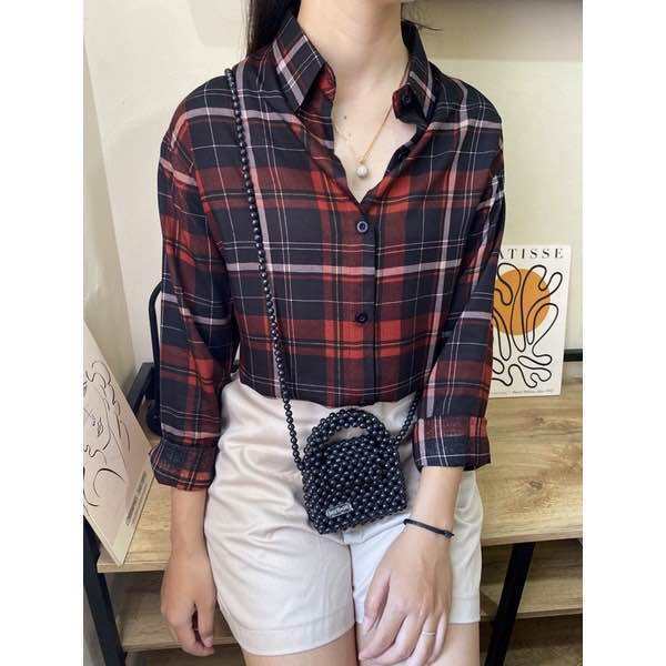 ATASAN KEMEJA WANITA MOTIF KOTAK TERBARU BAHAN RAYON