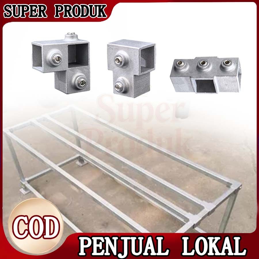 Sambungan Tanpa Las Pipa Persegi 25 Series Aluminium Konektor Kuat untuk Rak Lemari dan Struktur